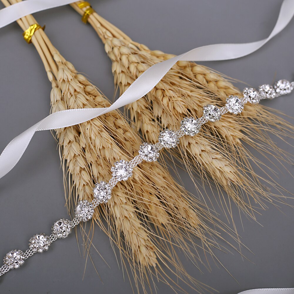 TRiXY S378 Shinny Thin Rhinestone Belt Wedding Belt Sash Silver Diamond Crystal Bridal Belt For Wedding Dress Wedding Decoration