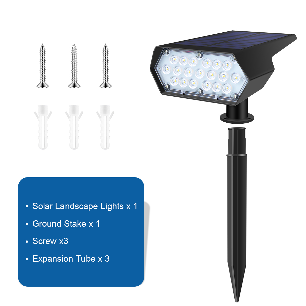 Monokristallijn silicium LED-spot op zonne-energie Ingebouwde batterij met grote capaciteit Schijnwerper Wandlamp voor buitenpad Tuintuin