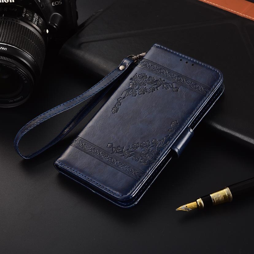 Newest Wallet case for Leagoo Elite 5 Flip case with Strap100% special PU leather embossing flower cover case