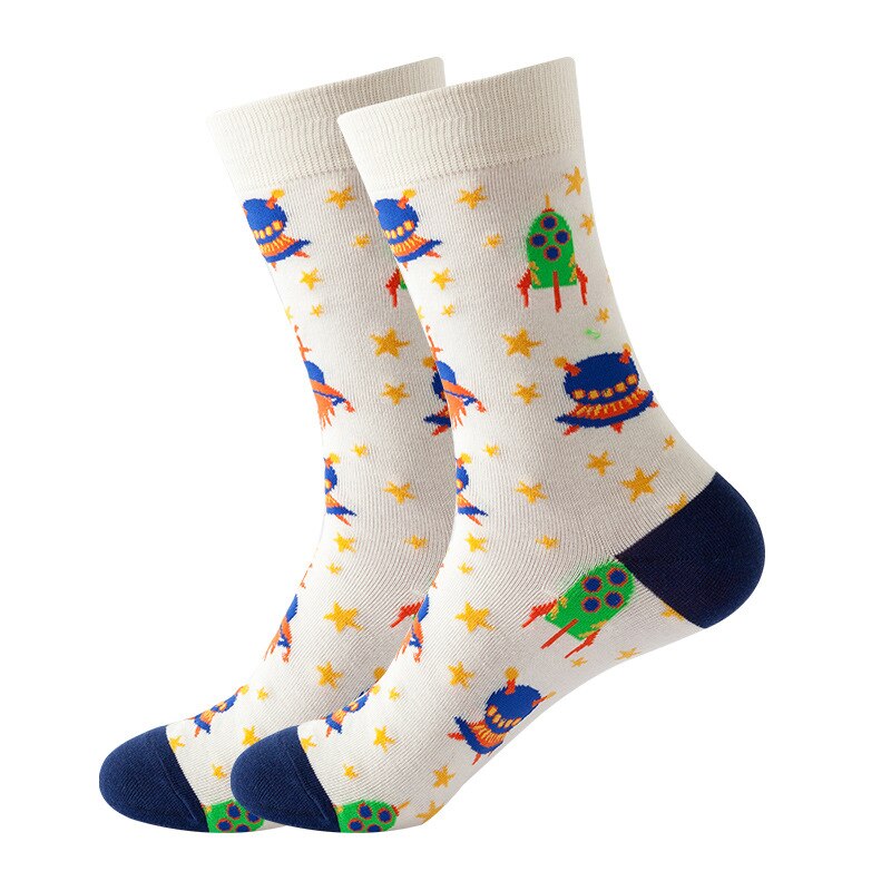 autumn and winter outer space socks 1 cotton socks couple tube socks cartoon alien socks: 14