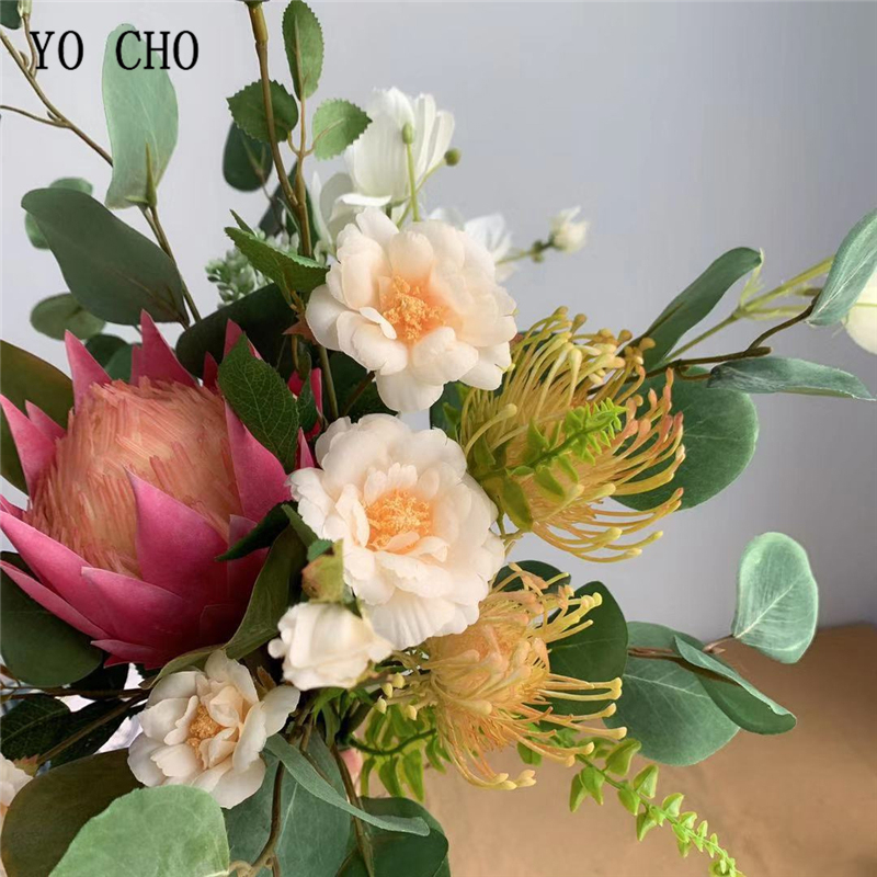 YO CHO Bruid Bruiloft Boeket Zusters Holding Bloem Boeket Kunstmatige Bloem Roos Monarch Bloem Sims Azalea Bruidsboeket