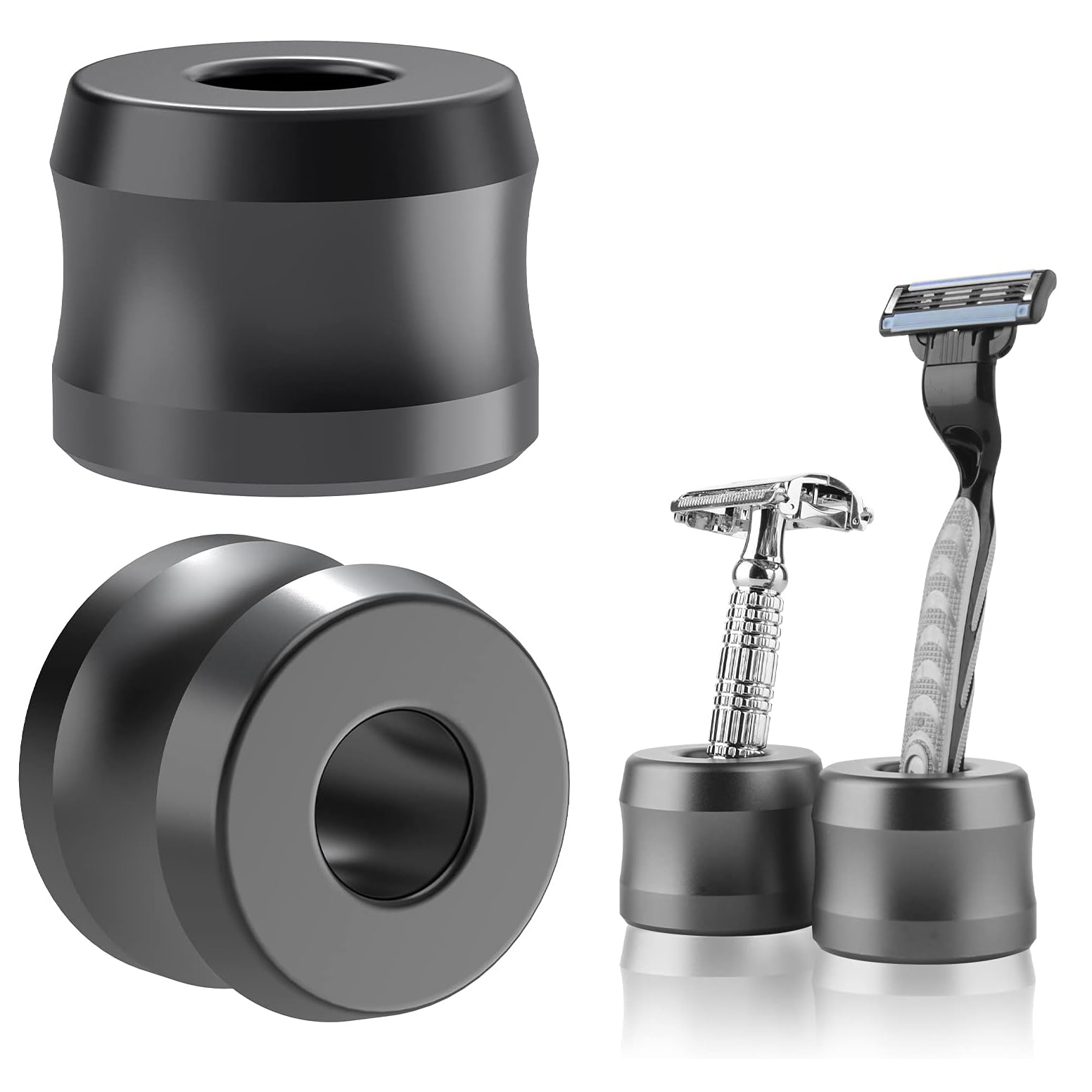Soporte para maquinilla de afeitar de seguridad, soporte de afeitado para hombres de aleación de aluminio para encimeras de baño, soporte para afeitadora de barba Manual de Metal para hombres