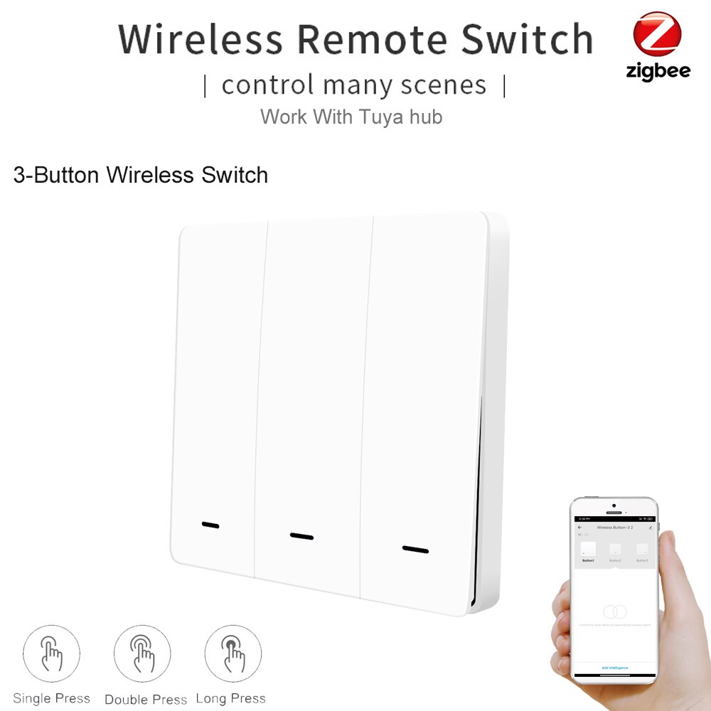 DIY Wireless Battery Switch ZigBee 3.0 Connection tuya Hub gateway for Smart life app Wireless Key Switch with tuya Zigbee hub: Battery Switch-3CH