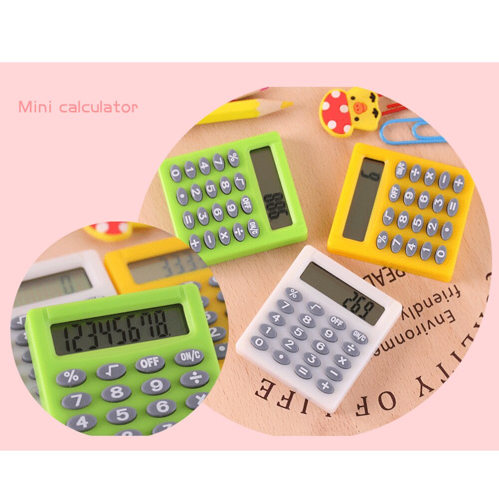 Student Mini Pocket Electronic Calculator Candy 5 Colors Calculating School Office Supplies Kids With Coin Battery