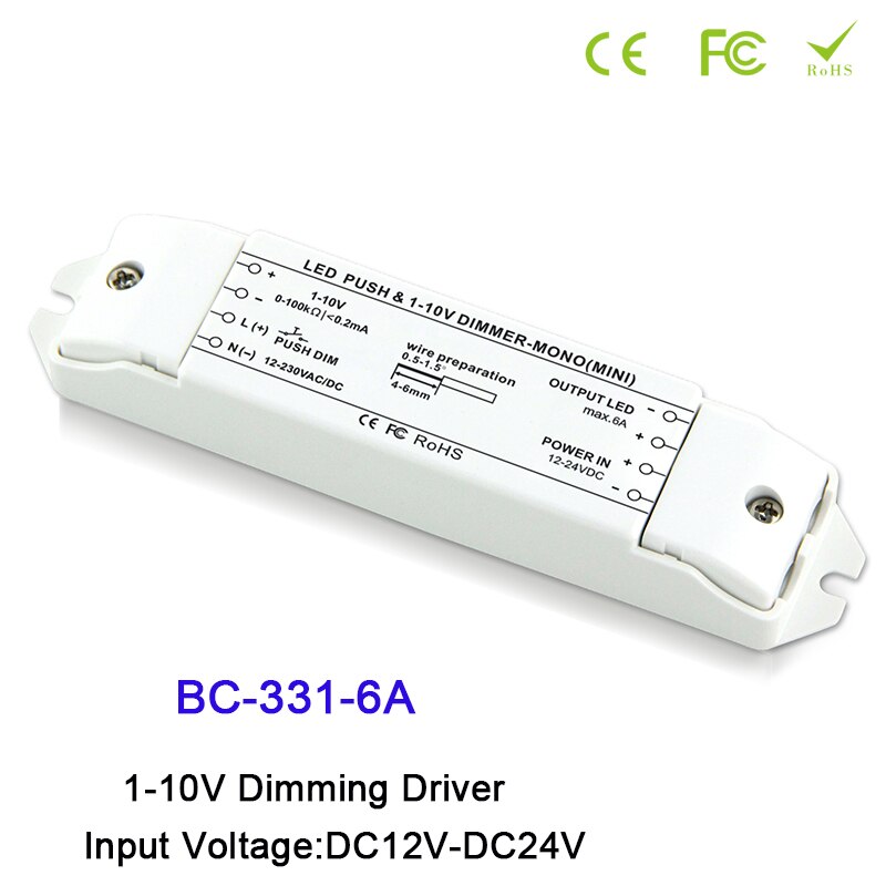 BC DC12V-24V,6A/10A*1CH LED Dimmer fluorescent lamps dimmer 0/1-10v LED lamp dimming driver push dimmer controller