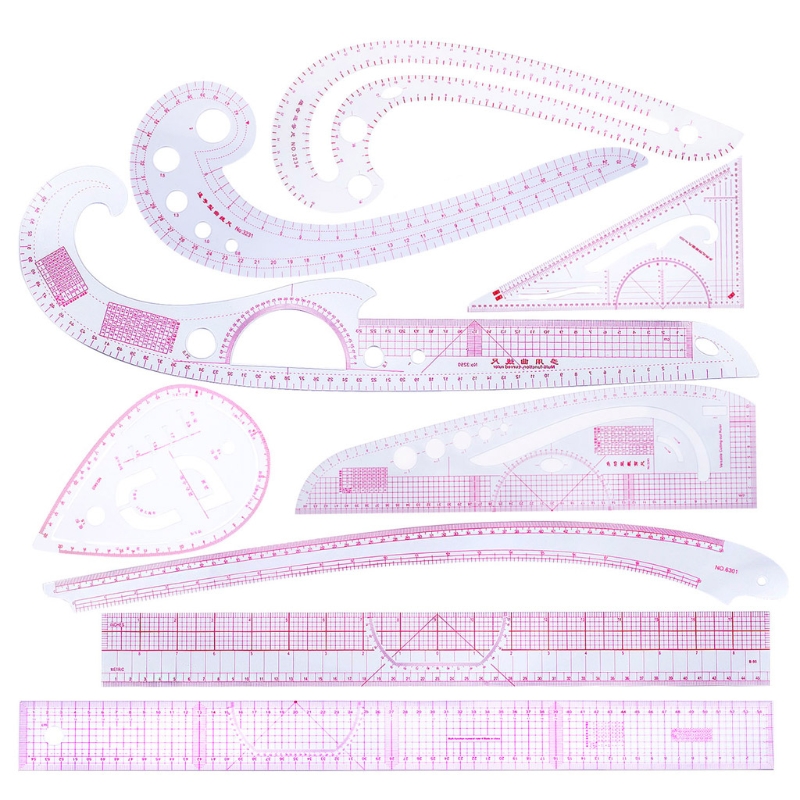 9pcs Sewing French Curve Ruler Measure Dressmaking Tailor Drawing Template Craft Tool Set