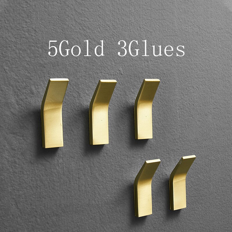 Traje negro gancho de pared perchero Toalla de baño gancho inoxidable colgador perchas de ropa para la cocina Hardware Baño: Gold 5PCS