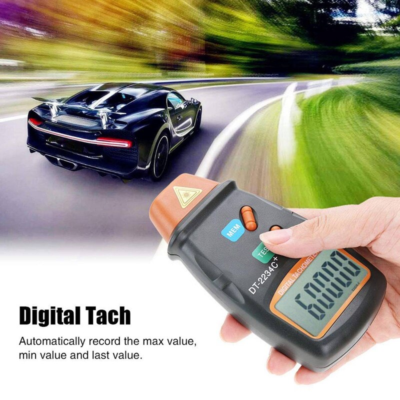 ABSF Digital Tachometer, DT-2234C+ Non-Contact Mini RPM Tester Meter LCD Display Handheld Digital Photo Tachometer