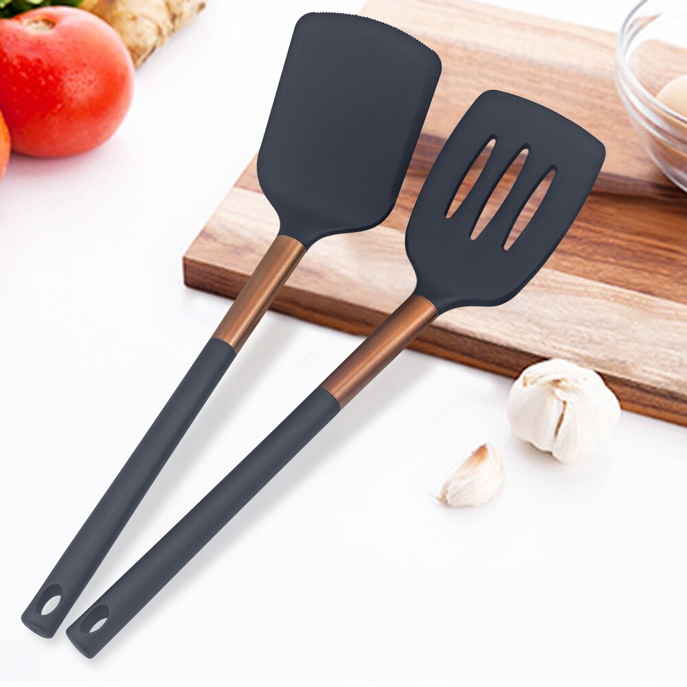 Kitchen Utensils Set 10 Pieces Non-stick Nylon Cooking Utensils Kitchen Tools Set with Heat Resistant Handle, Black