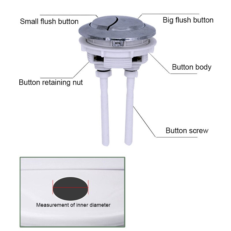 Dual Flush Toilet Commode Water Tank Push Button Tool Durable S7
