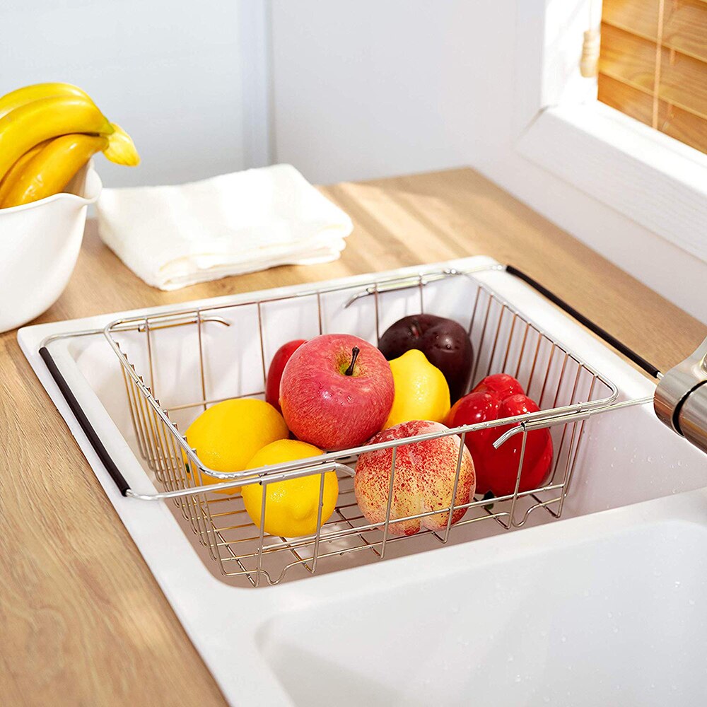 Expandable Dish Drying Rack Over the Sink Dish Rack On Counter Dish Drainer Rustproof Stainless Steel for Kitchen Storage