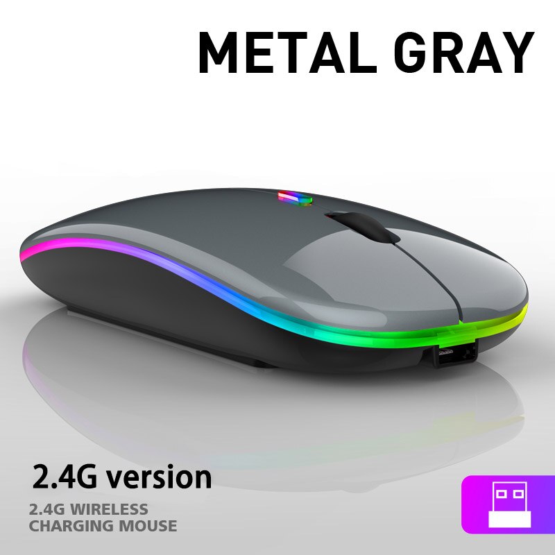 Mysz bezprzewodowa 1600DPI mysz komputerowa RGB Bluetooth cichy akumulator z podświetlany diodami LED USB myszy na PC Laptop: 009