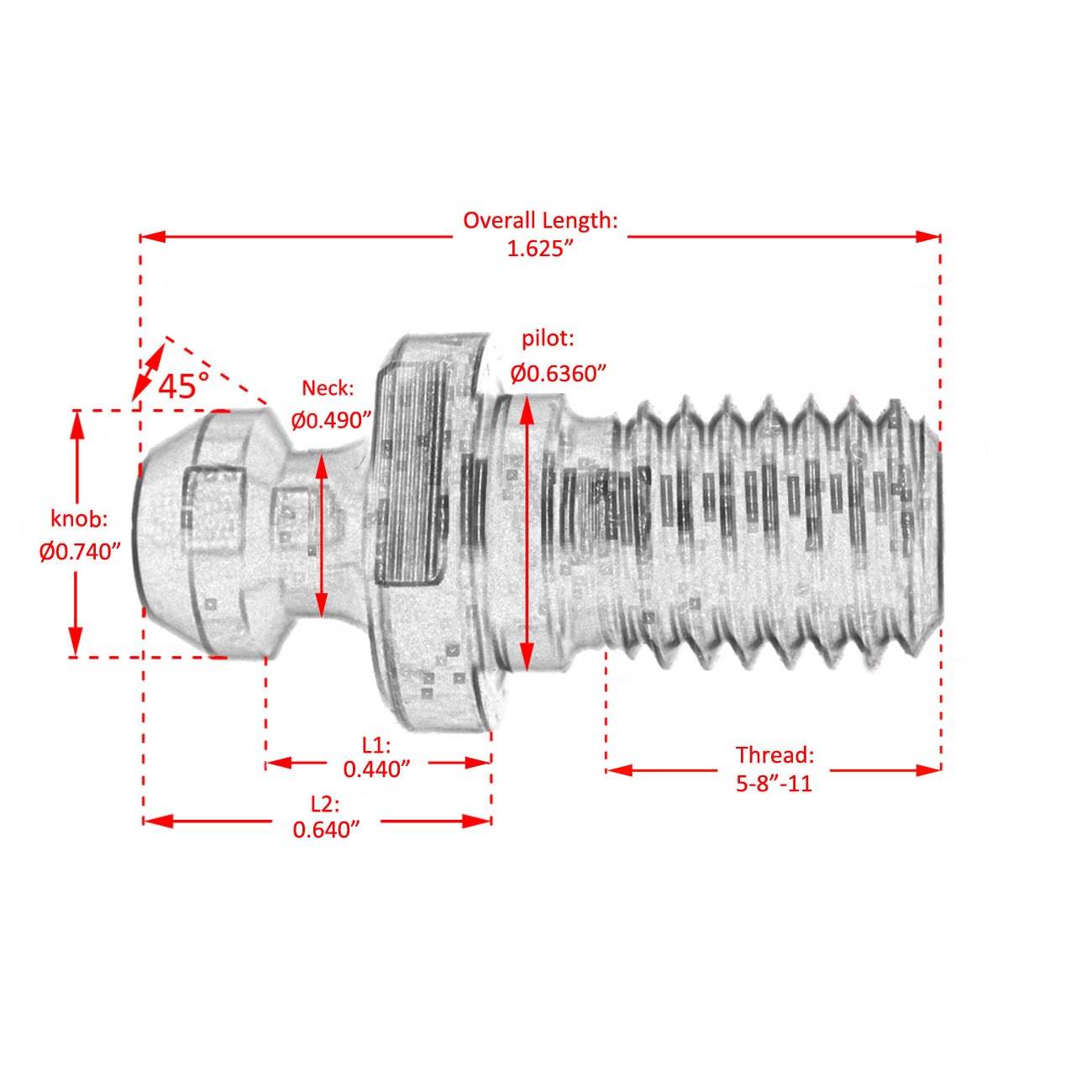 Pouvoir CAT40 45 Degree Pull Stud Retention Knob FITS Hurco Mazak Okuma Fadal