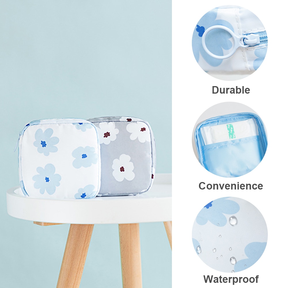Portable Fabric Large Capacity Sanitary Towel Napkin Pad Tampon Purse Bag Organizer Pouch Girls Feminine Hygiene Pad Storage