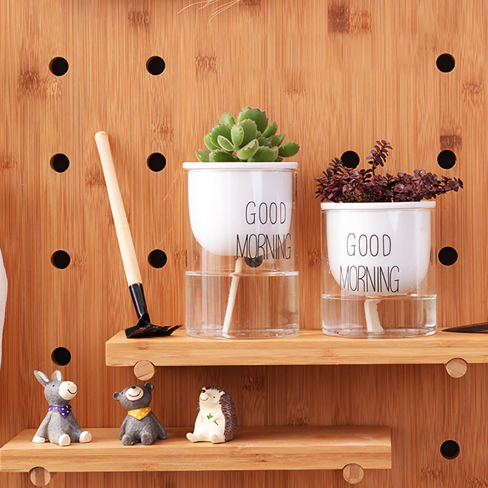 Automatic Watering Flower Pots Ceramic Succulent Plant Flower Pot with Glass Water Container Planters Flower Pots Garden Decor n