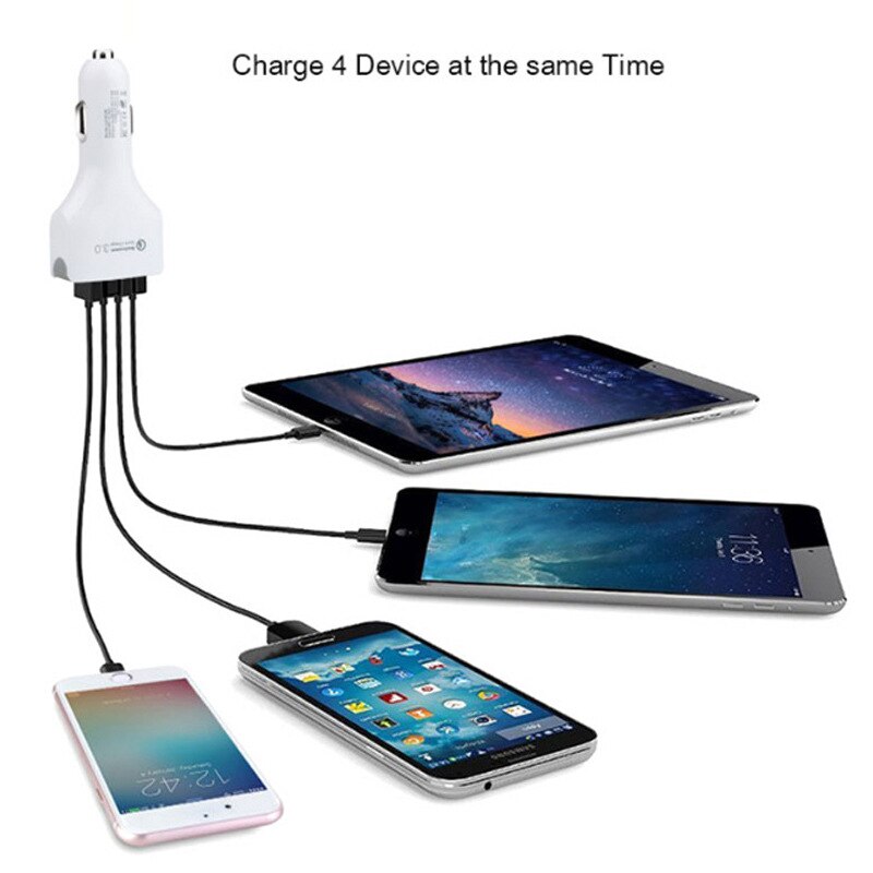 Novedad de , cargador para coche 4 USB QC 3,0, carga rápida 3,0, Cargador rápido para teléfono móvil, Cargador rápido para coche con 4 puertos USB, cargador portátil para coche