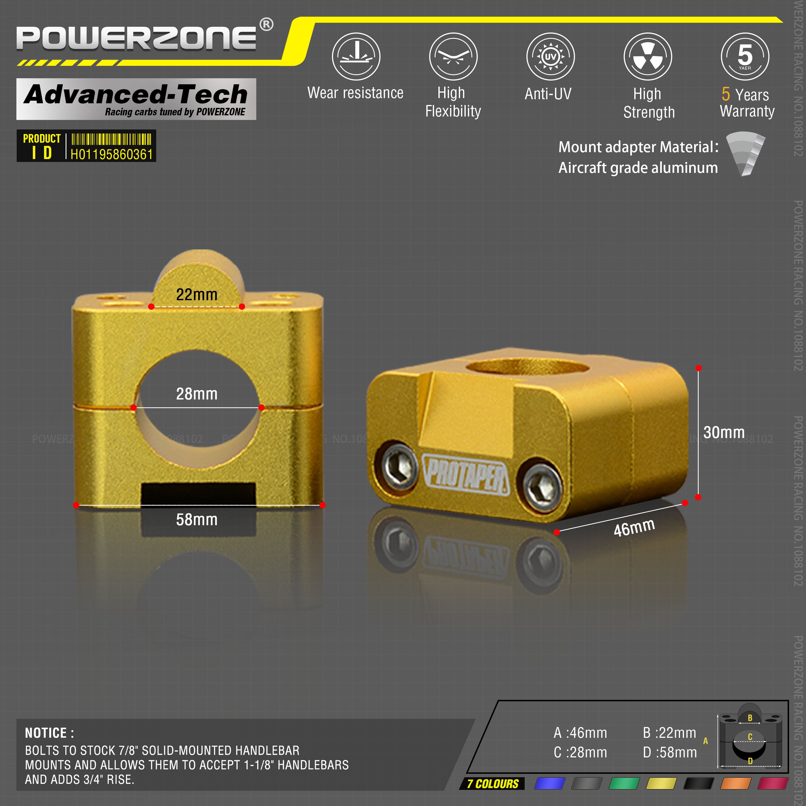 Aluminum Alloy Clamps for Motorcycle 22mm 7/8" Handlebar Riser Mount Irbis Bars kayo Motocross Enduro MX TTR T 250 Parts