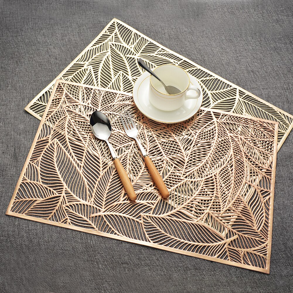 Individual Table Mat Rectangular Waterproof Non-Slip Table Mat Insulation Mat Coaster Home Decoration Table Mat PVC Placemat