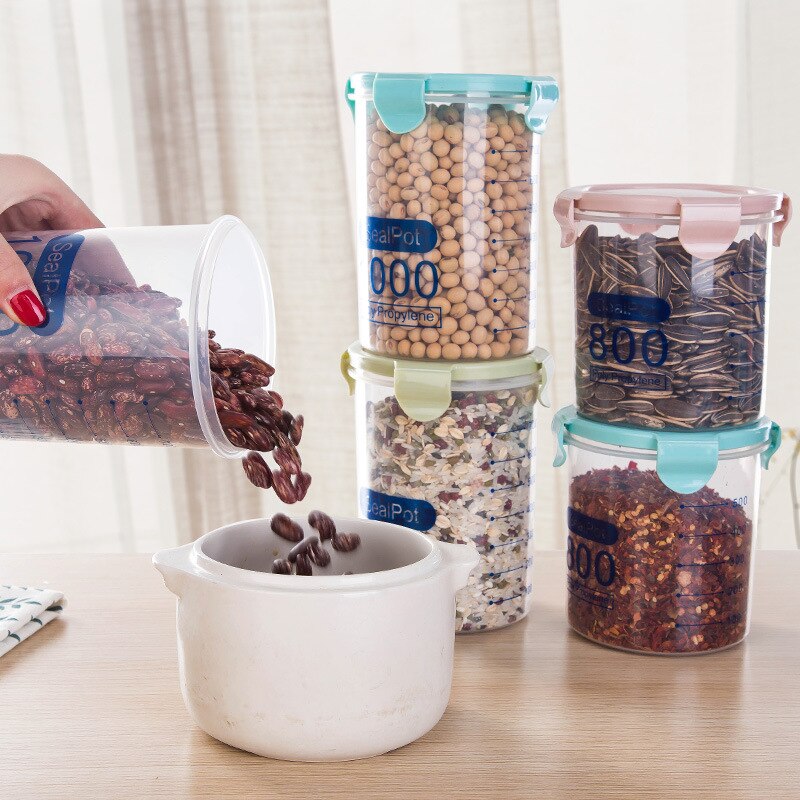 Kitchen Food container Seal pot tea coffee candy Storage Tank Plastic Cereals Snacks Box cookie canister cereal container jars