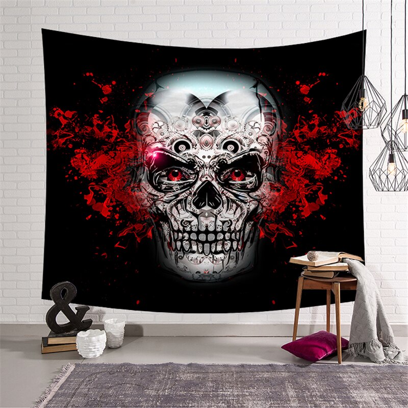 Tapiz de cráneo de Mandala para colgar en la pared, tapices de cambio de fase de Luna, decoración de dormitorio: C