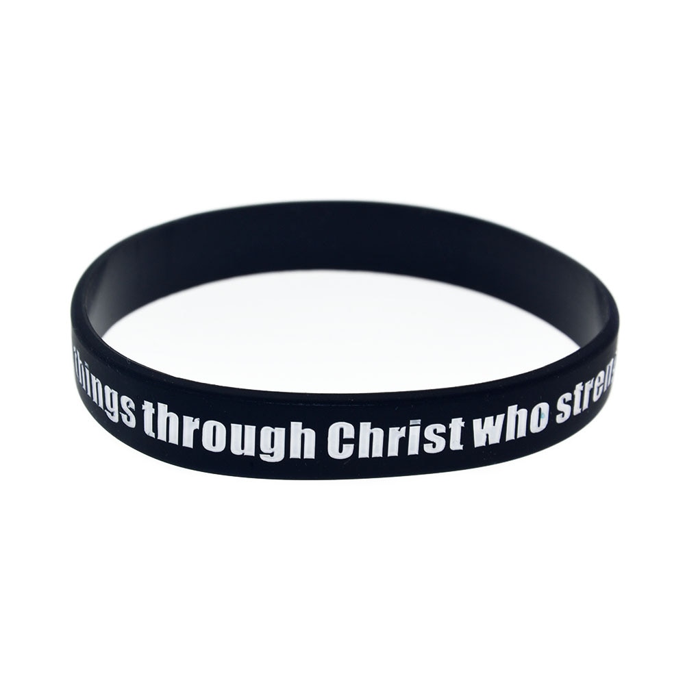 OBH 1PC I can do all things through christ who strengthens me Silicone Bracelet for Religion Faith