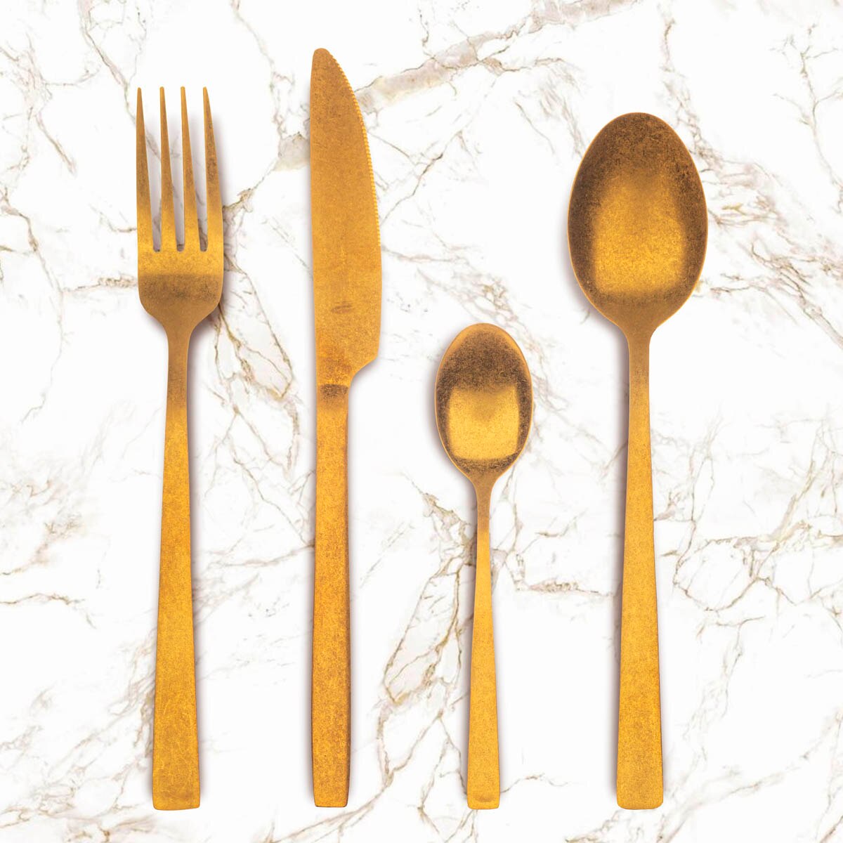 Set Van 24 Stuks Gold Bergner Livorno Bestek, Roestvrij Staal, Elegante, Sterke, Duurzame comfortabele Grip, Eenvoudige Reiniging, Bestek, Roestvrij Staal Bestek