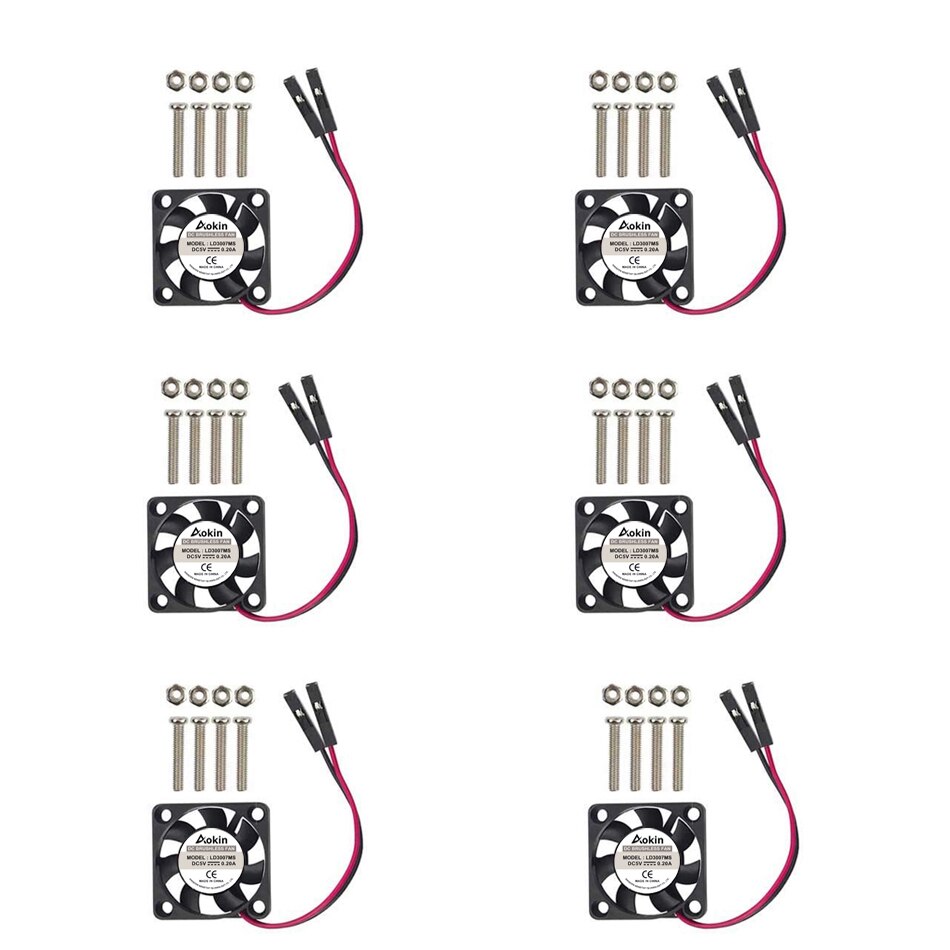 Raspberry Pi Fan Small Computer Fan Raspberry Pi Cooling Fan 30x30x7mm Brushless CPU Cooling Fan for Raspberry Pi 3 B+: 6pcs black
