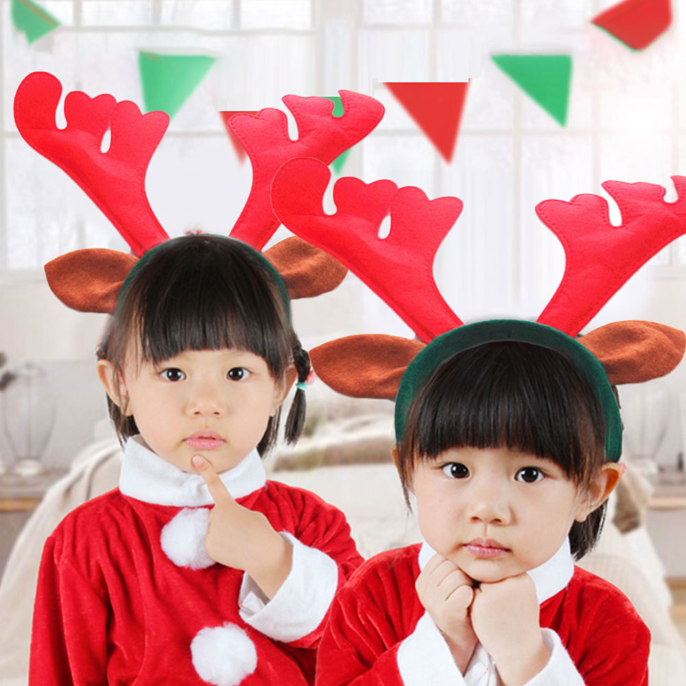 6 Pcs Reindeer Antlers Headbands Christmas Hair Hoop Pet Costume Headpiece for Kids Party Christmas Headdress Props
