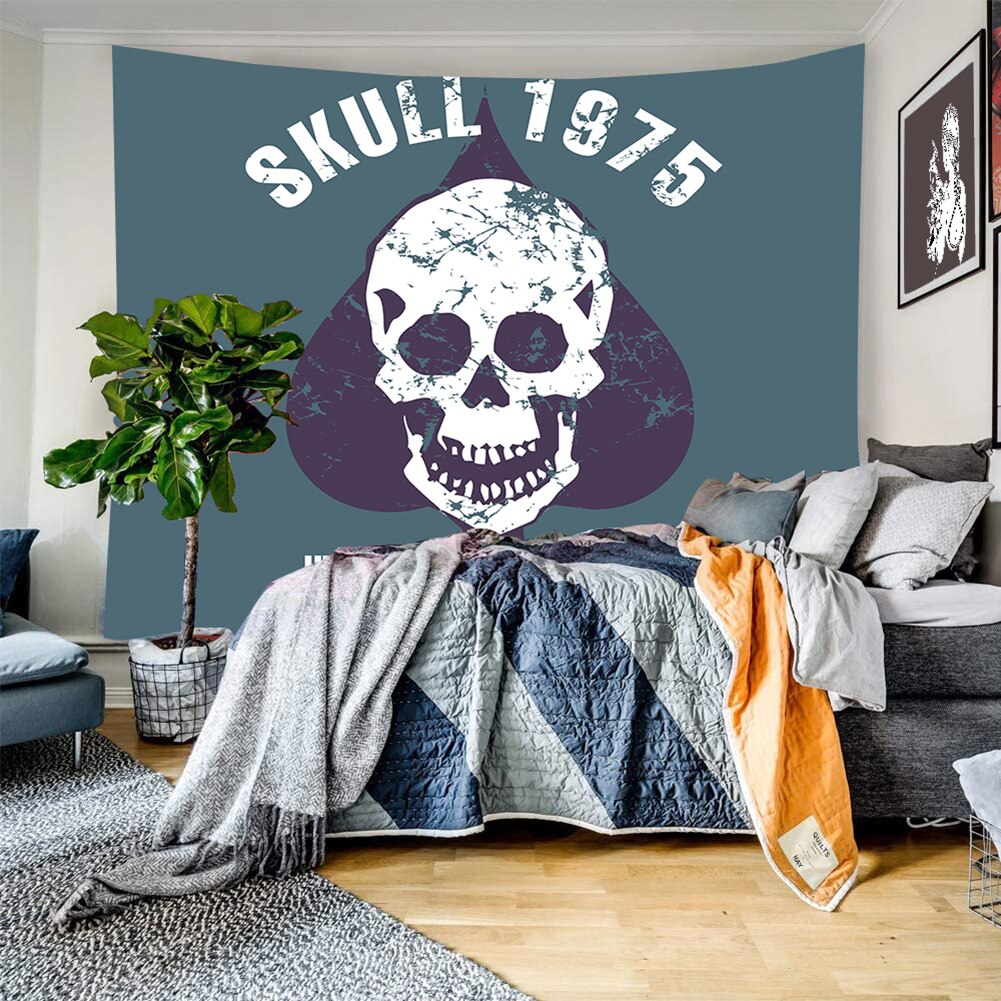 ¡Novedad de ! Alfombra colgante para pared de Halloween, tela decorativa con estampado de Calavera, tapiz para pared del hogar, funda para decoración del hogar de 95x73cm: 5