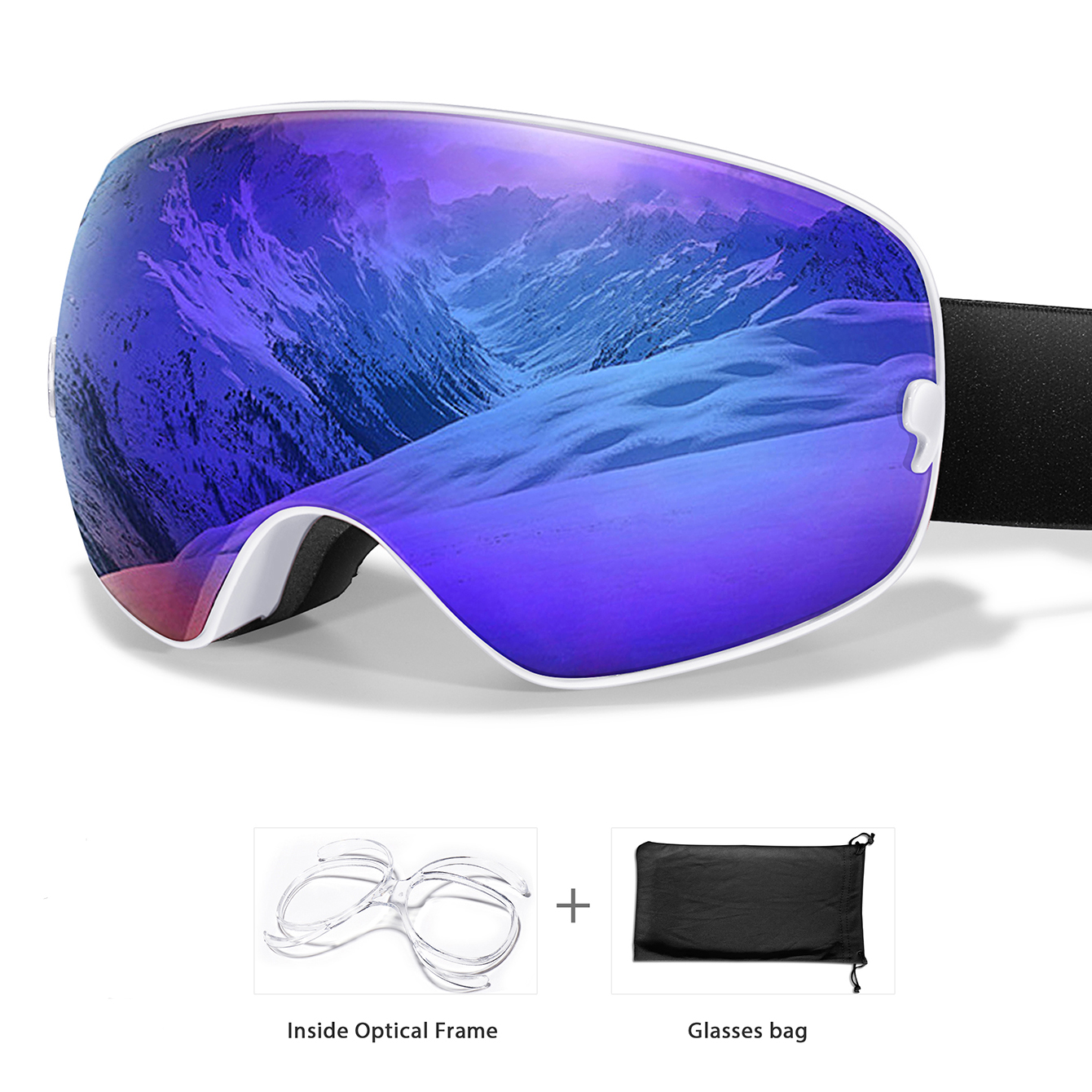 Winter Outdoor SKI Goggles Men And Women Teen, Free Optical Frame and Bag, UV400 Anti-Fog Snowboard Eyewear, Charistmas: Red