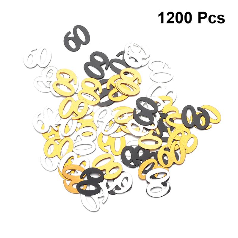 1200pcs Party Decorative Confetti Number 60 Sequins Confetti Party Supplies Table Confetti Decor For Birthday Anniversary A35