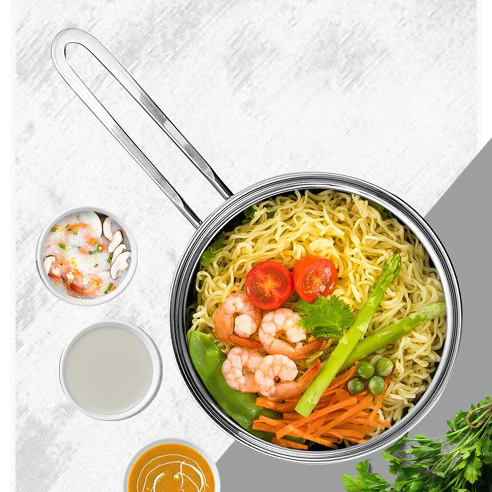 Rustfrit stål mælkesuppe gryde gryde lagerpotte med låg non-stick køkkengrej: A 18cm