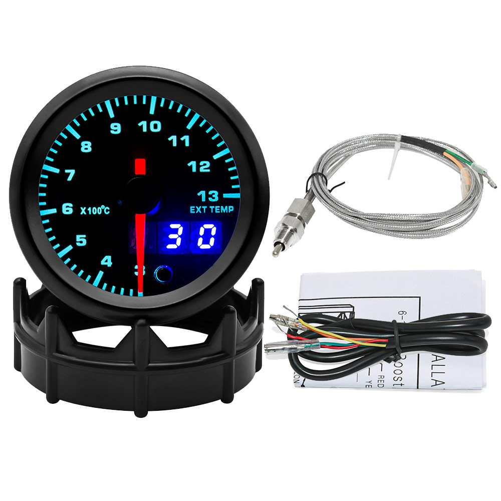AD 7 Farbe Led Abgas Temperaturanzeige 2'' 52mm Digitale Abgas Temperaturanzeige EGT EXT Gauge Auto Meter mit Sensor: Gold