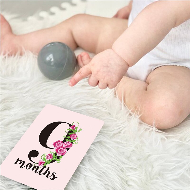 12 ark baby måned klistermærke nyfødt milepæl souvenirs fotografering fotokort øjeblik fotokort nøgle aldersmarkører