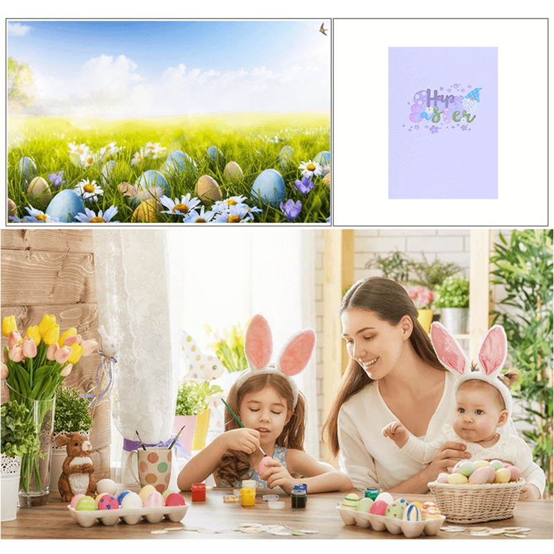 3D Pop Up Cards Happy Easter Greeting Cards Flower Gnome Egg Postcards with Envelope for Easter Day Handmade