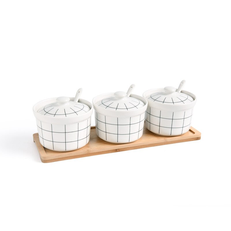 Huishoudelijke Keramische Kruiden Jar Japanse Kruidenrek Zout en Peper Fles driedelig Pak Keuken Opslag