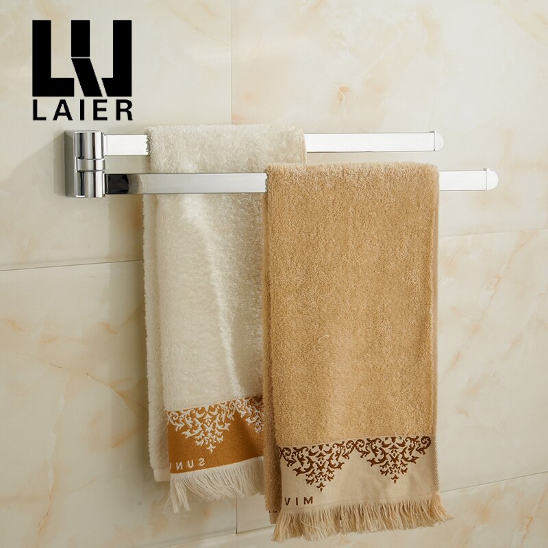 Swivel Handdoek Bar Beweegbare Dubbele Handdoek Rails Chrome Gepolijst Matt Rubber Zwart Badkamer Accessoires