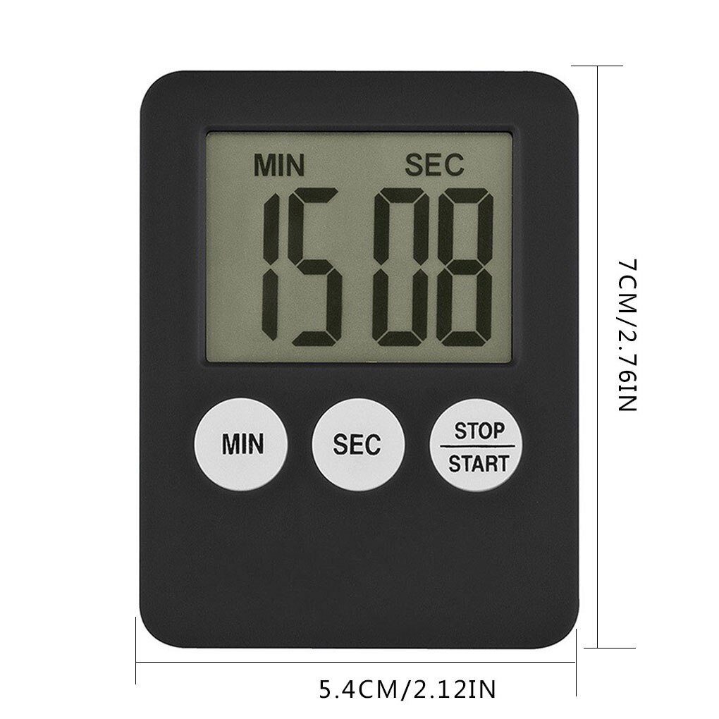 LCD Digital Screen Kitchen Timer Square Cooking Count Up Countdown Alarm Clock Mute Reminder ABS Portable Baking Timer