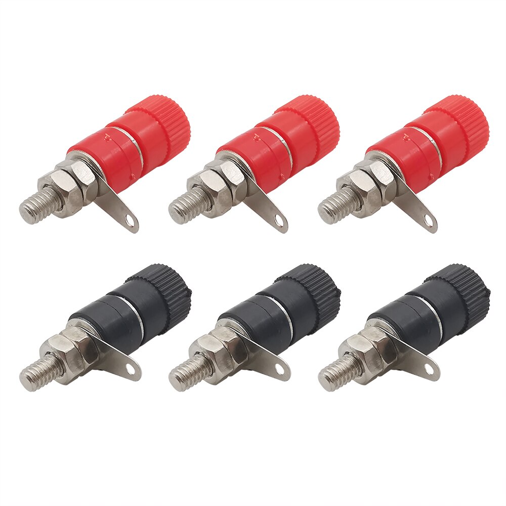 4mm Banana Socket Mount Binding Post Nut Banana Female Jack Terminal Block Connector Nickel Plated for 4mm Banana Plug Red&amp;Black