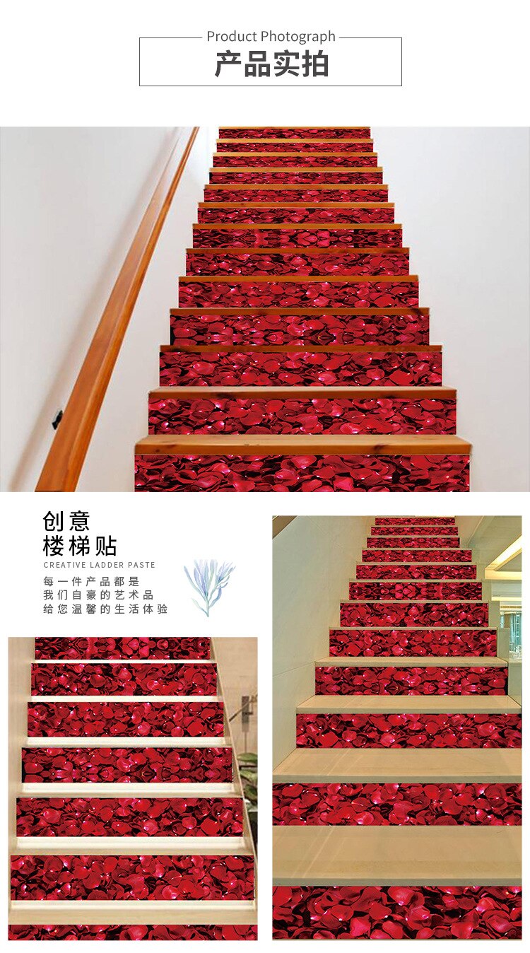 6PCS Staircase Steps Stickers Riser Floor Sticker for Bedroom Living Room Decor DIY tairs Decal