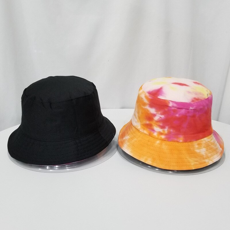 Unisex sommar vändbara svart vit regnbåge färg tryckta fiskare kepsar hink hattar gorro pescador män kvinnor: Gul