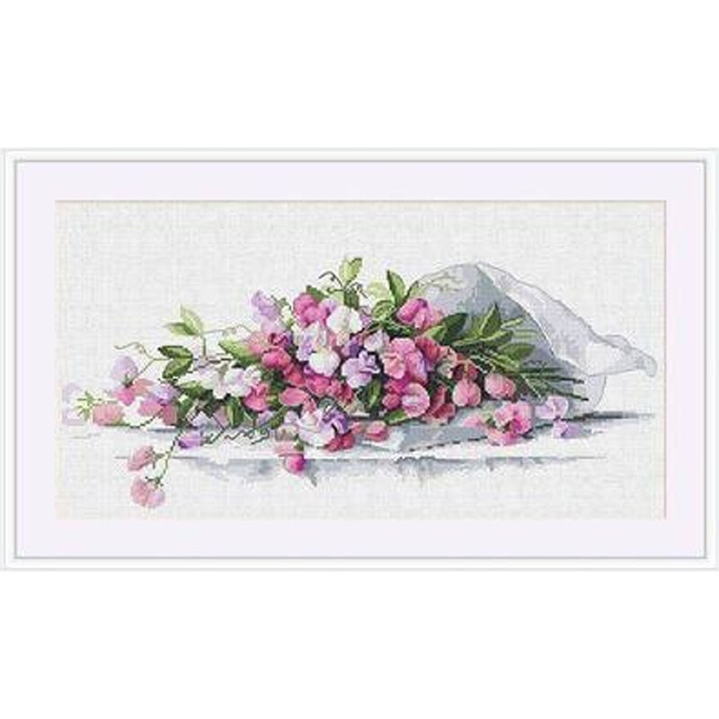 Counted Cross Stitches Kit Still life series Friut of Apple Plant of Pea and Pea flowers Luca-S B2259 Merejka K-82: Flower / 18CT unprint canvas