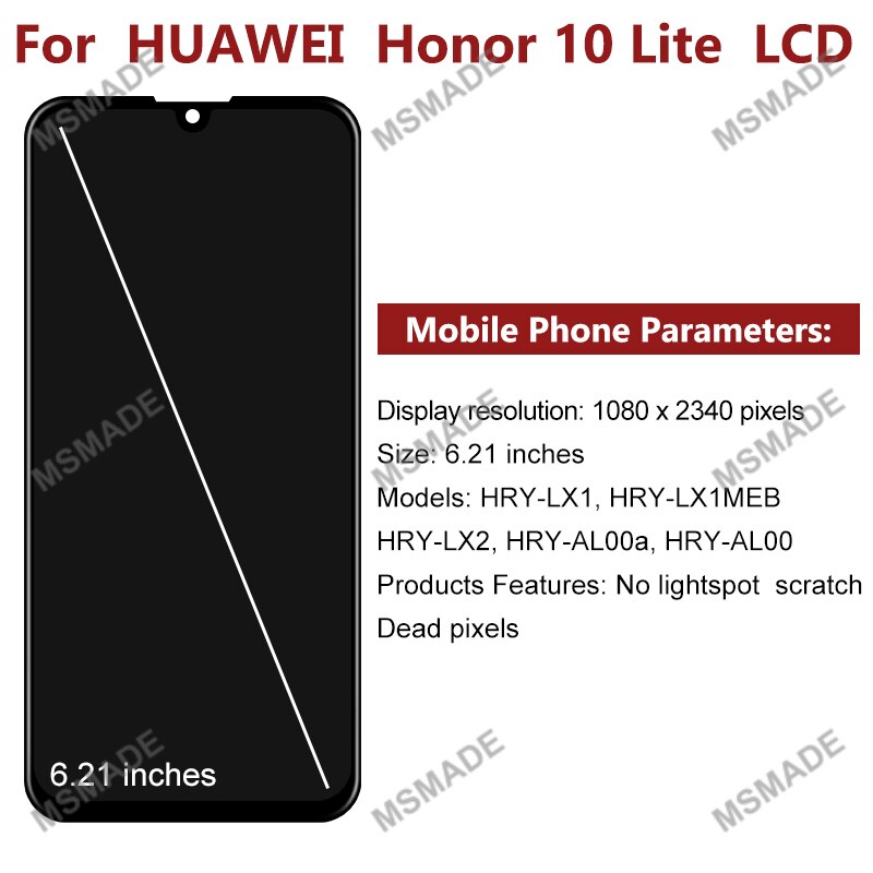 6.21 &quot;per le parti di ricambio LCD del Touch Screen dell&#39;esposizione di onore 10 Lite di Huawei per l&#39;esposizione dell&#39;affissione a cristalli liquidi HRY-LX1T di onore 10i HRY-LX2