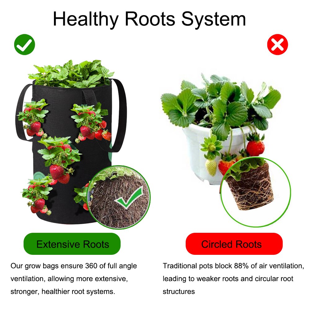 Bolsas de plantación de tela de fieltro, maceta de cultivo de fresa, bolsa de cultivo colgante de jardín Vertical con 12 bolsillos de visualización
