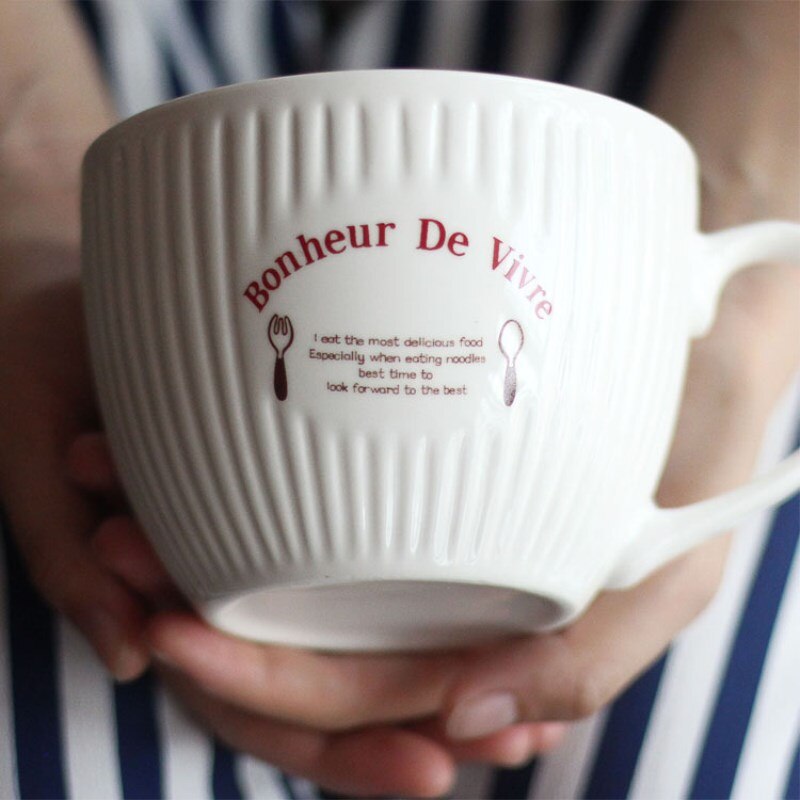 Nordic Microwavable Large Capacity Ceramic Mugs Kids Breakfast Oat Milk Cups Couple Office Tea Ciffee Mug Kitchen Food Container