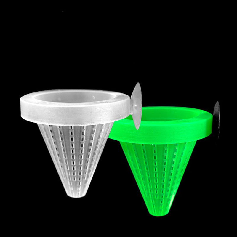 Alimentador automático de plástico con ventosa para acuario, alimentación de gusano rojo, cono de tanque de peces, comida viva, cesta de tolva cónica, 1 ud.