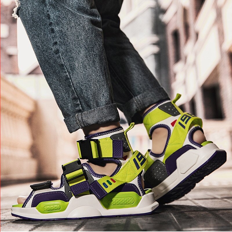 Vesonal Zomer Persoonlijkheid Hip Hop Schoenen Mannen Sandalen Voor Man High Top Sandalias Sandal Slides Rome Straat Rock