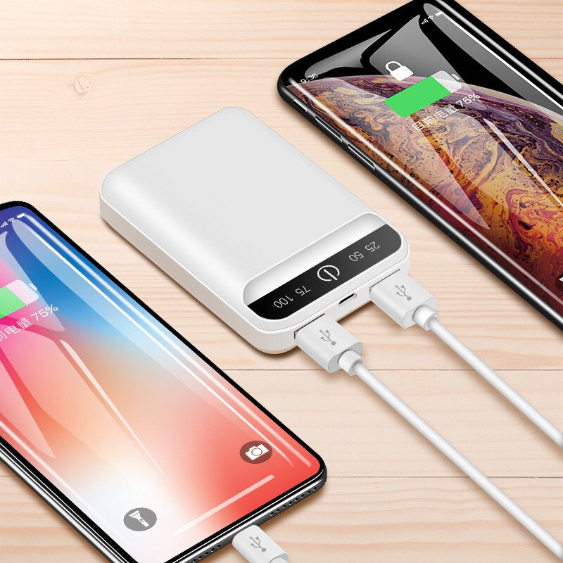 50000mAh Mini Power Bank Two-way Fast Charging Mirror Screen Digital Display External Battery for iPhone Samsung Huawei Xiaomi