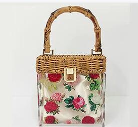 Clear Acrylic Flower Pattern Purses and Handbags for Women Bamboo Handle Party Clutch Evening Bag Chain Shoulder Bag: F