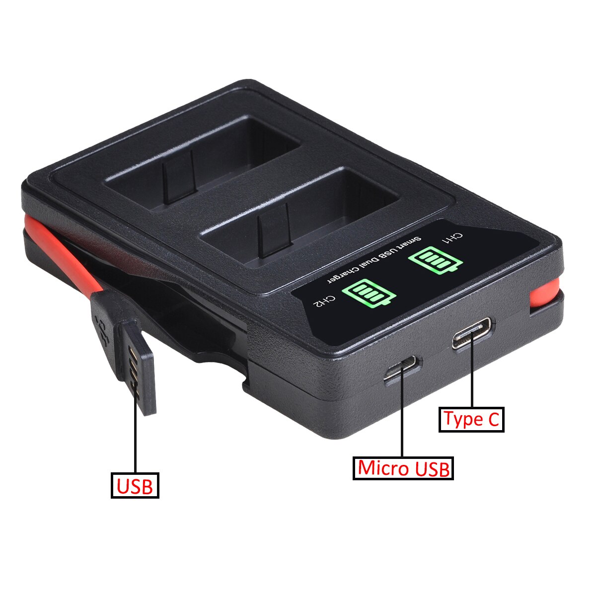 4x EN-EL15 EN-EL15C EN EL15 EL15C Battery + Charger with Type-C Port and Built-in Cable for Nikon Z6, Z7, D500, D600, D610, D750